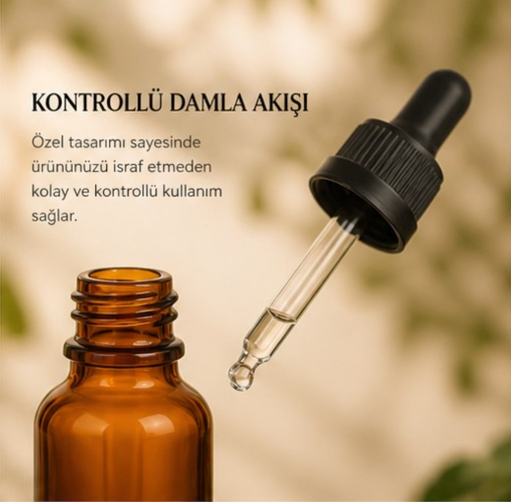 Damlalıklı Amber Cam Şişe