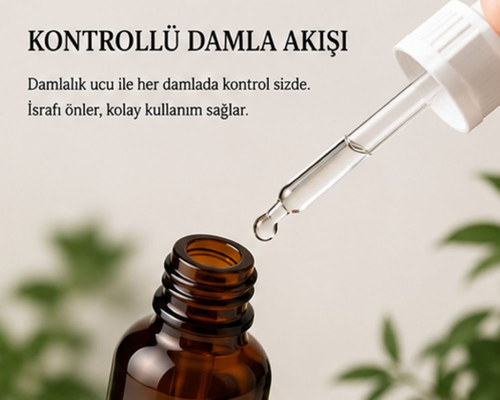 Damlalıklı Amber Cam Şişe