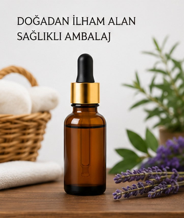 Damlalıklı Amber Cam Şişe