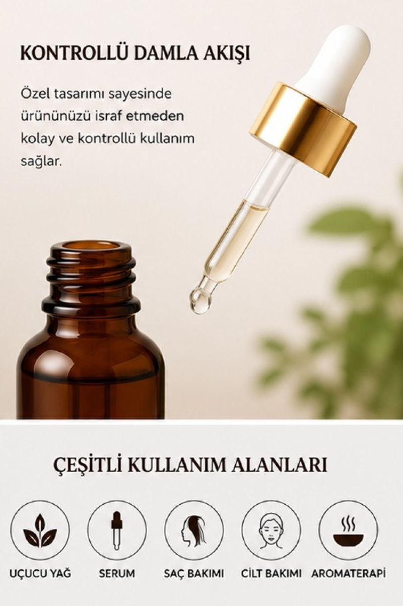 Damlalıklı Amber Cam Şişe