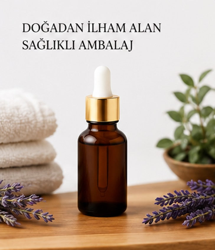 Damlalıklı Amber Cam Şişe