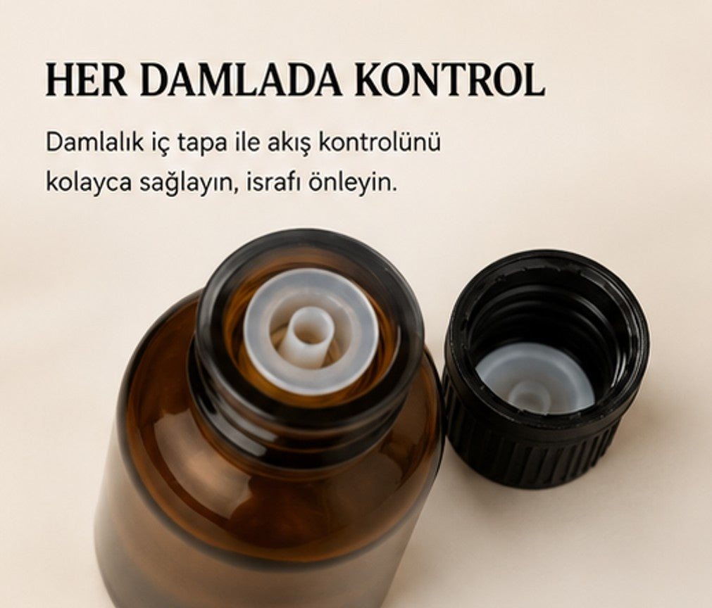 İçten Damlalıklı Amber Cam Şişe