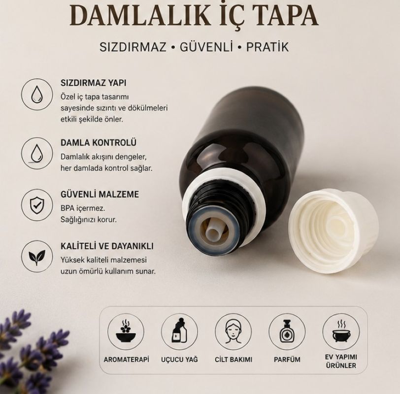 İçten Damlalıklı Amber Cam Şişe