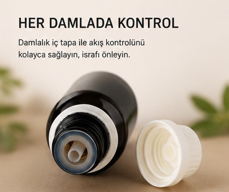 İçten Damlalıklı Amber Cam Şişe